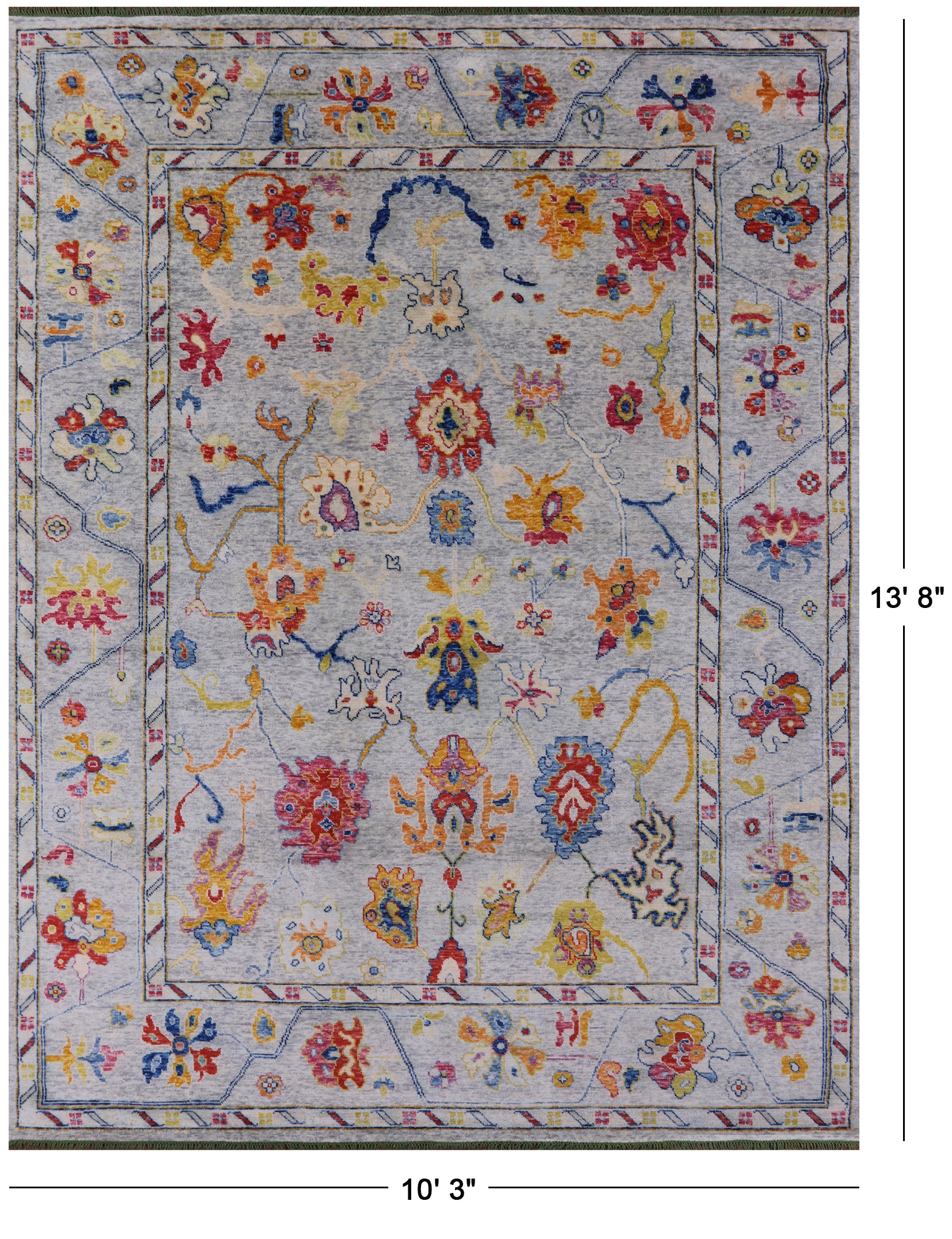 Grey Turkish Oushak Hand Knotted Wool Rug - 10' 3" X 13' 8" - Golden Nile