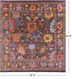 Brown Square Turkish Oushak Hand Knotted Wool Rug - 10' 2" X 10' 4" - Golden Nile