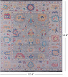 Grey Turkish Oushak Handmade Wool Rug - 12' 4" X 14' 4" - Golden Nile