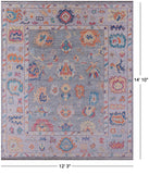 Grey Turkish Oushak Hand Knotted Wool Rug - 12' 3" X 14' 10" - Golden Nile