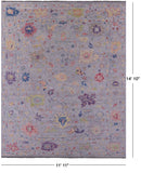 Grey Turkish Oushak Hand Knotted Wool Rug - 11' 11" X 14' 10" - Golden Nile