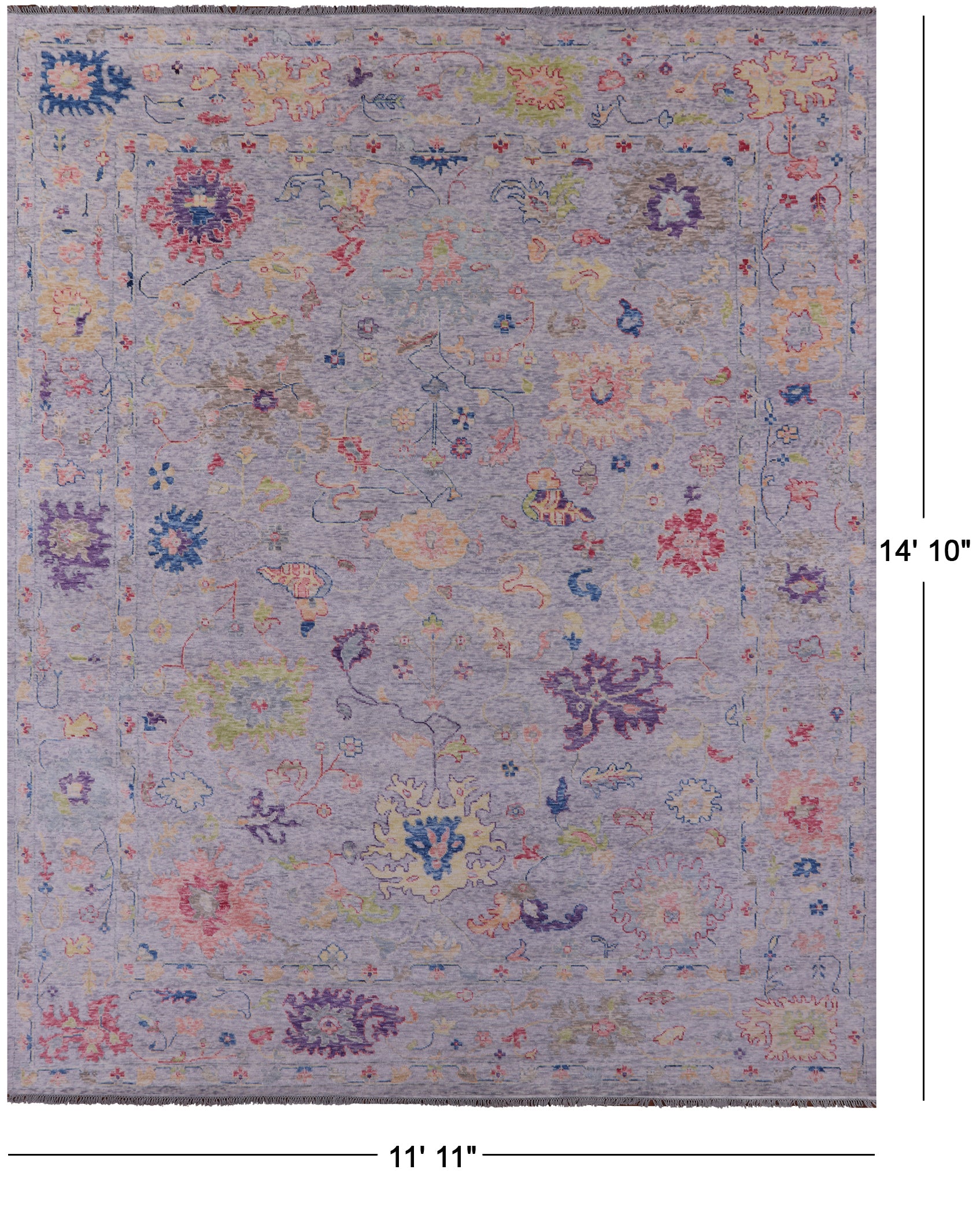 Grey Turkish Oushak Hand Knotted Wool Rug - 11' 11" X 14' 10" - Golden Nile