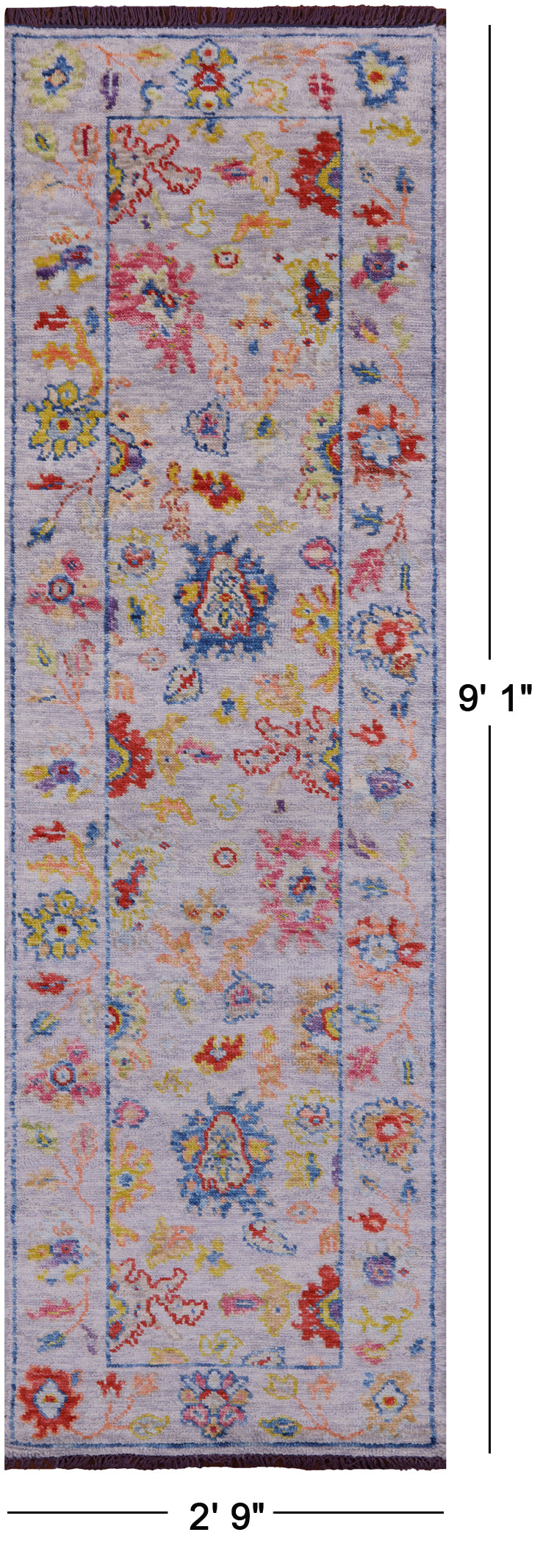 Grey Turkish Oushak Handmade Wool Runner Rug - 2' 9" X 9' 1" - Golden Nile