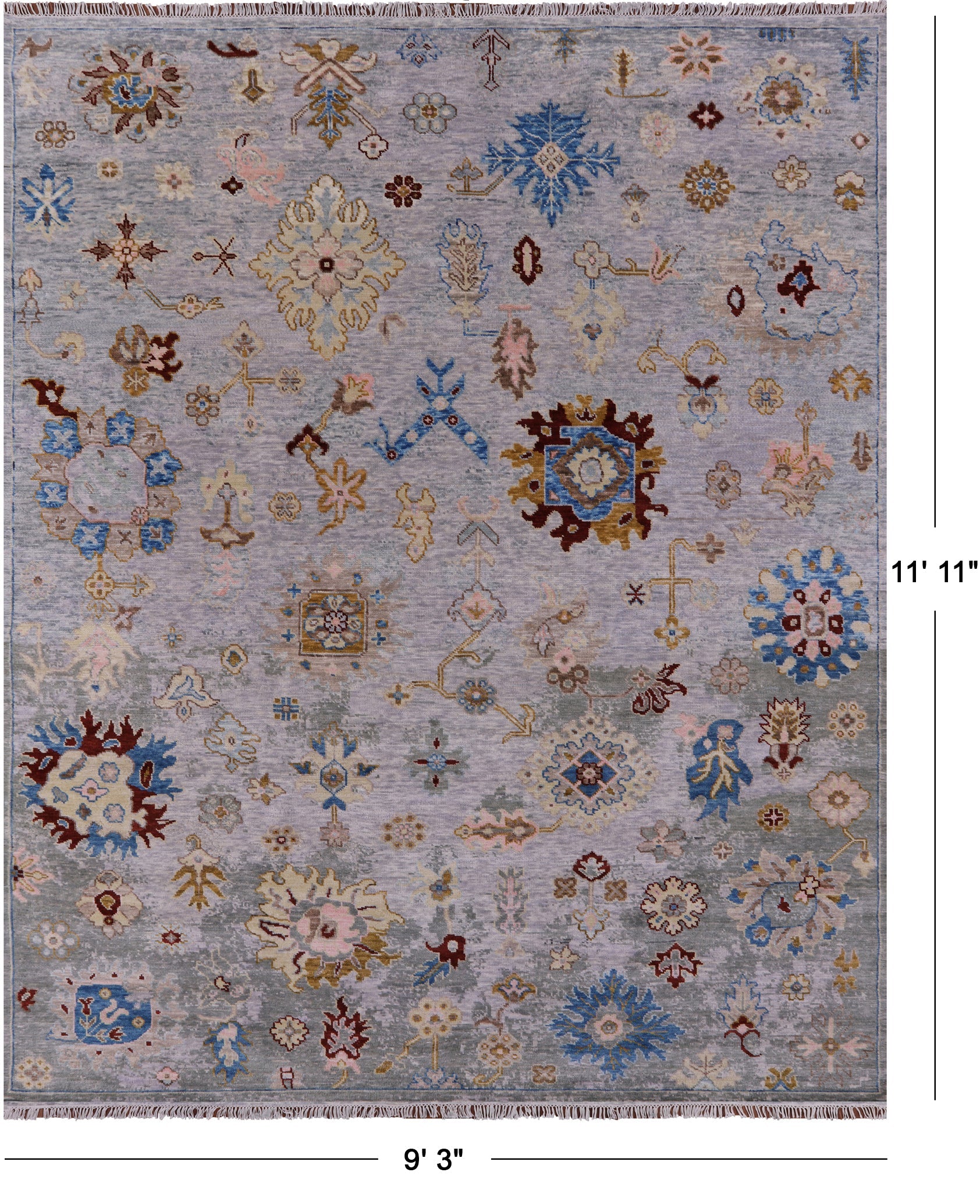 Grey Turkish Oushak Hand Knotted Wool Rug - 9' 3" X 11' 11" - Golden Nile