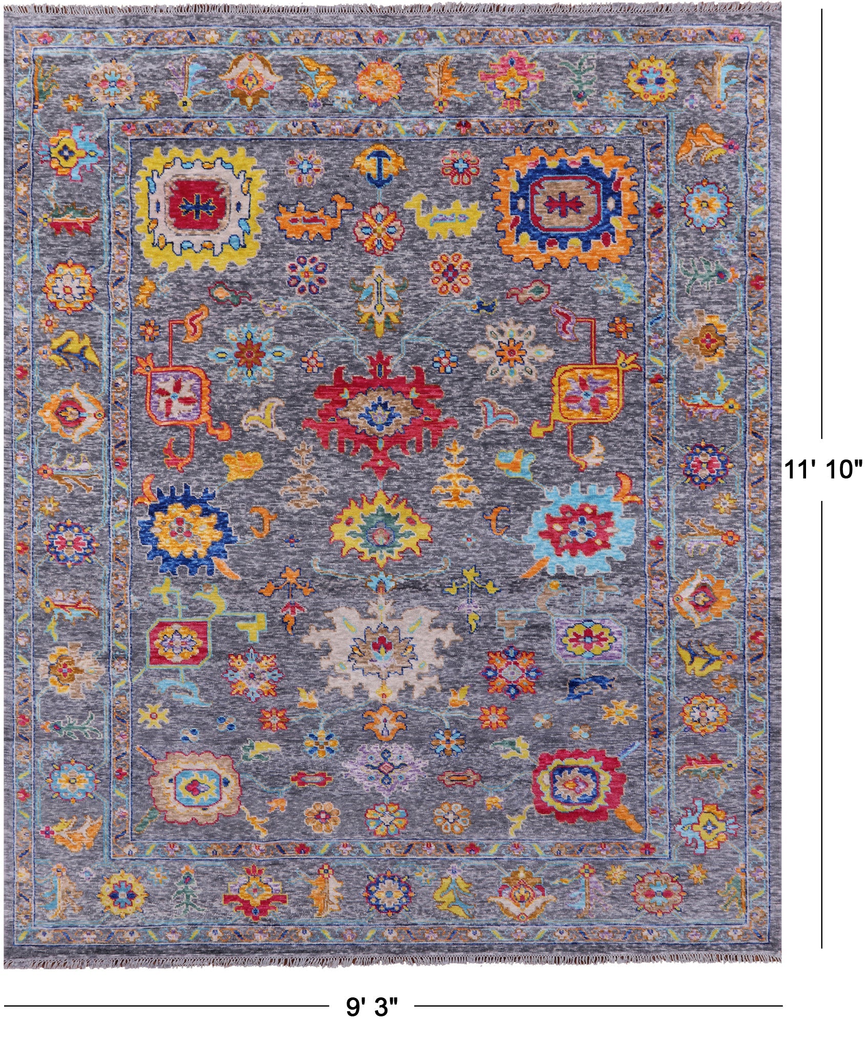 Grey Turkish Oushak Handmade Wool Rug - 9' 3" X 11' 10" - Golden Nile