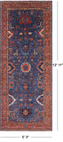 Blue Persian Fine Serapi Hand Knotted Wool Rug - 5' 3" X 12' 11" - Golden Nile