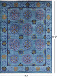 Blue William Morris Handmade Wool Area Rug - 9' 2" X 13' 0" - Golden Nile