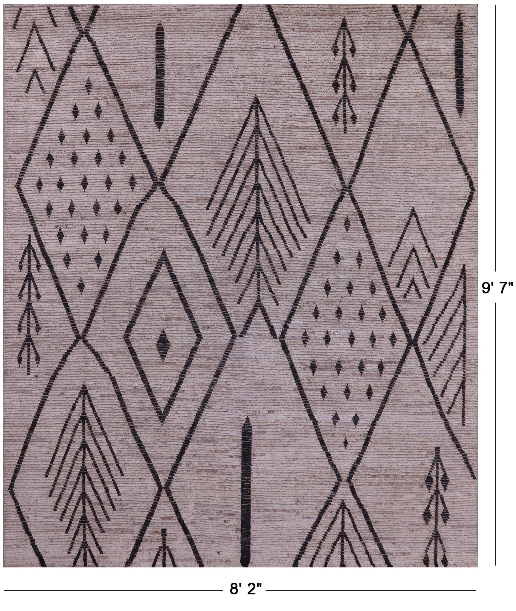 Tribal Moroccan Hand Knotted Wool On Wool Rug - 8' 2" X 9' 7" - Golden Nile
