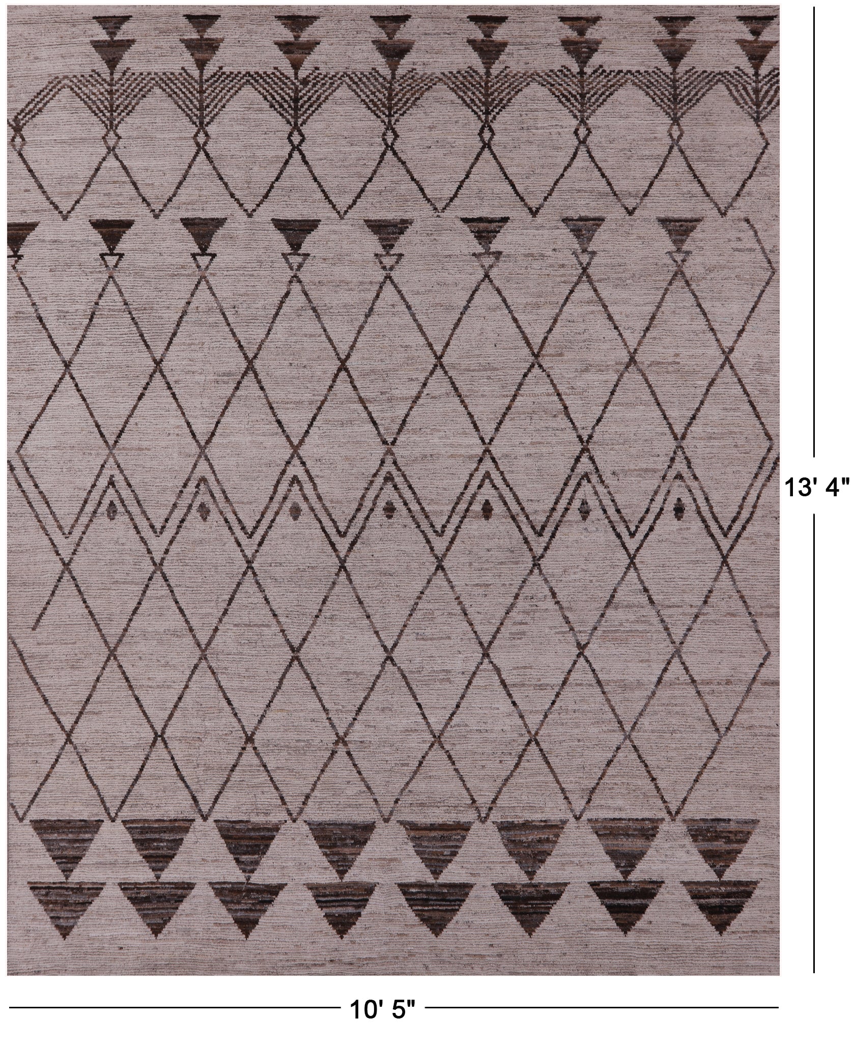 Tribal Moroccan Hand Knotted Wool On Wool Rug - 10' 5" X 13' 4" - Golden Nile