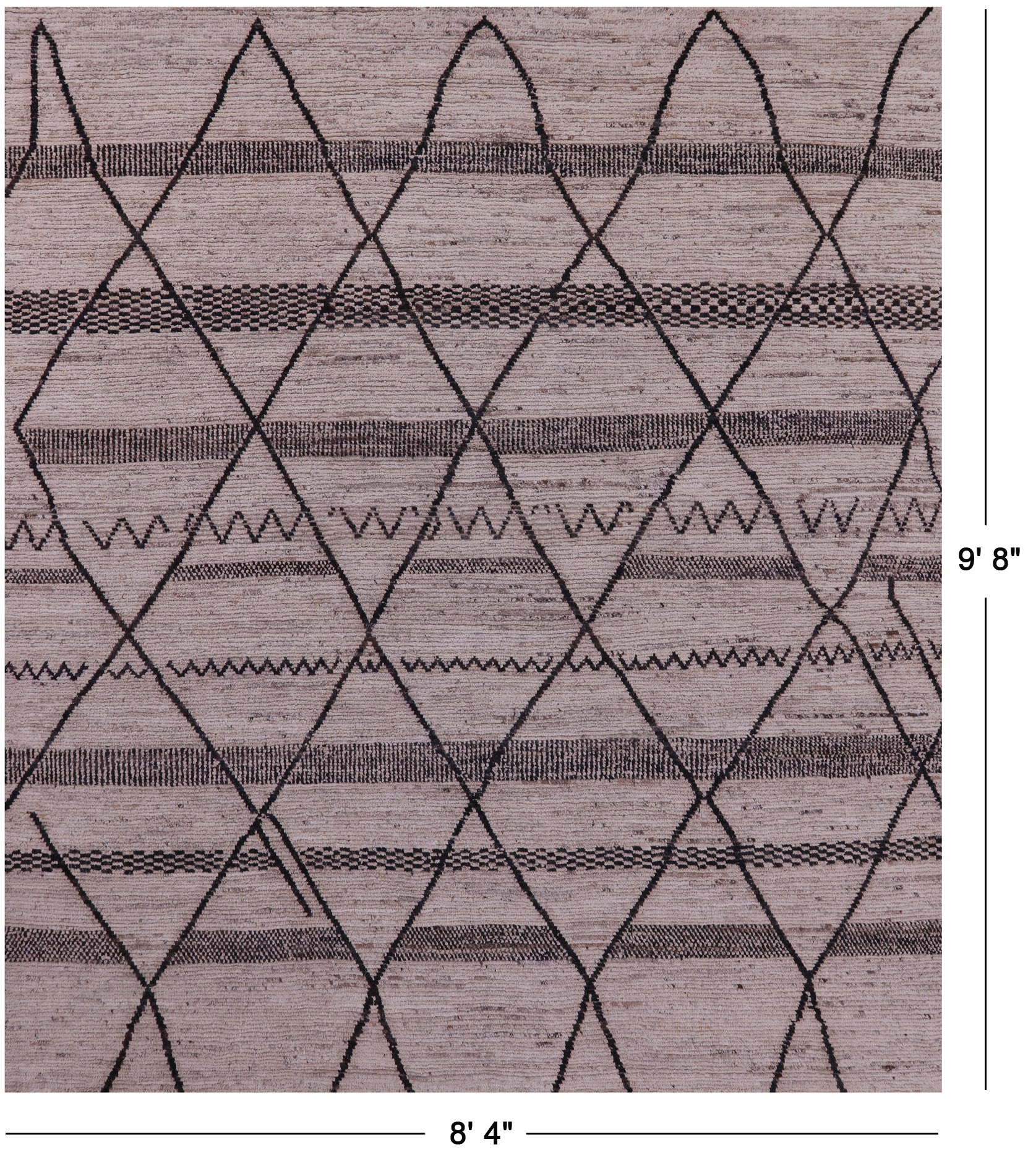 Tribal Moroccan Hand Knotted Wool On Wool Rug - 8' 4" X 9' 8" - Golden Nile