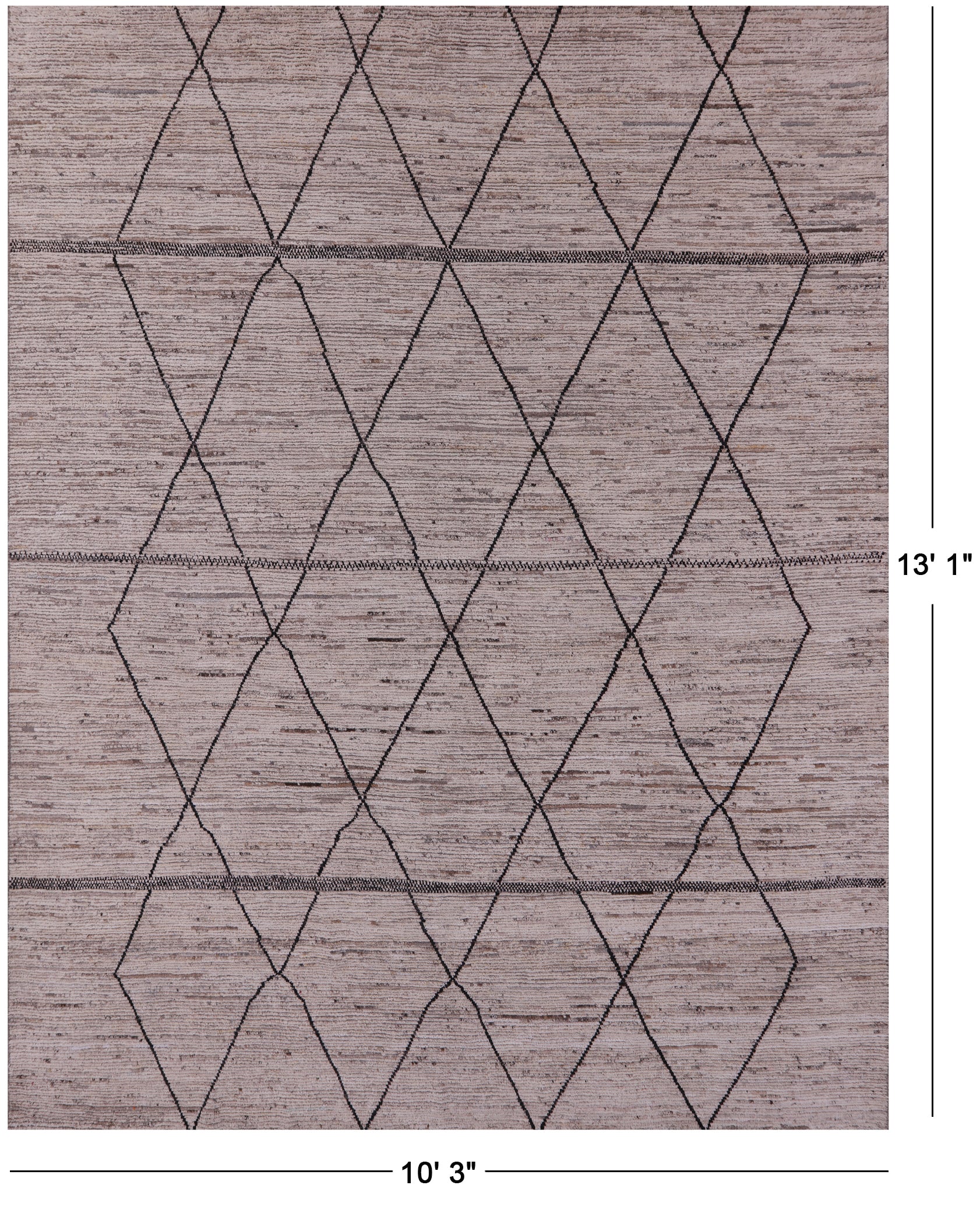 Tribal Moroccan Hand Knotted Wool On Wool Rug - 10' 3" X 13' 1" - Golden Nile