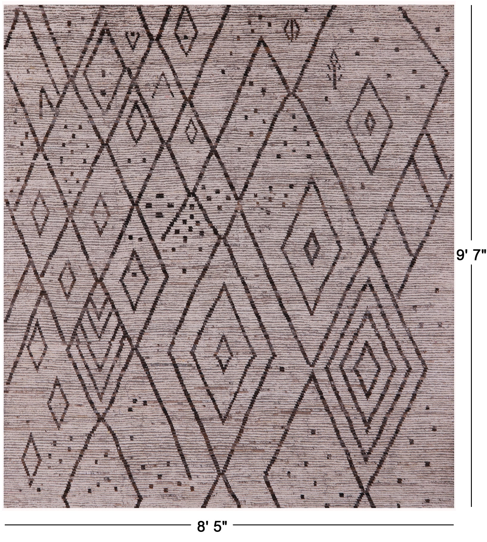 Tribal Moroccan Hand Knotted Wool On Wool Rug - 8' 5" X 9' 7" - Golden Nile
