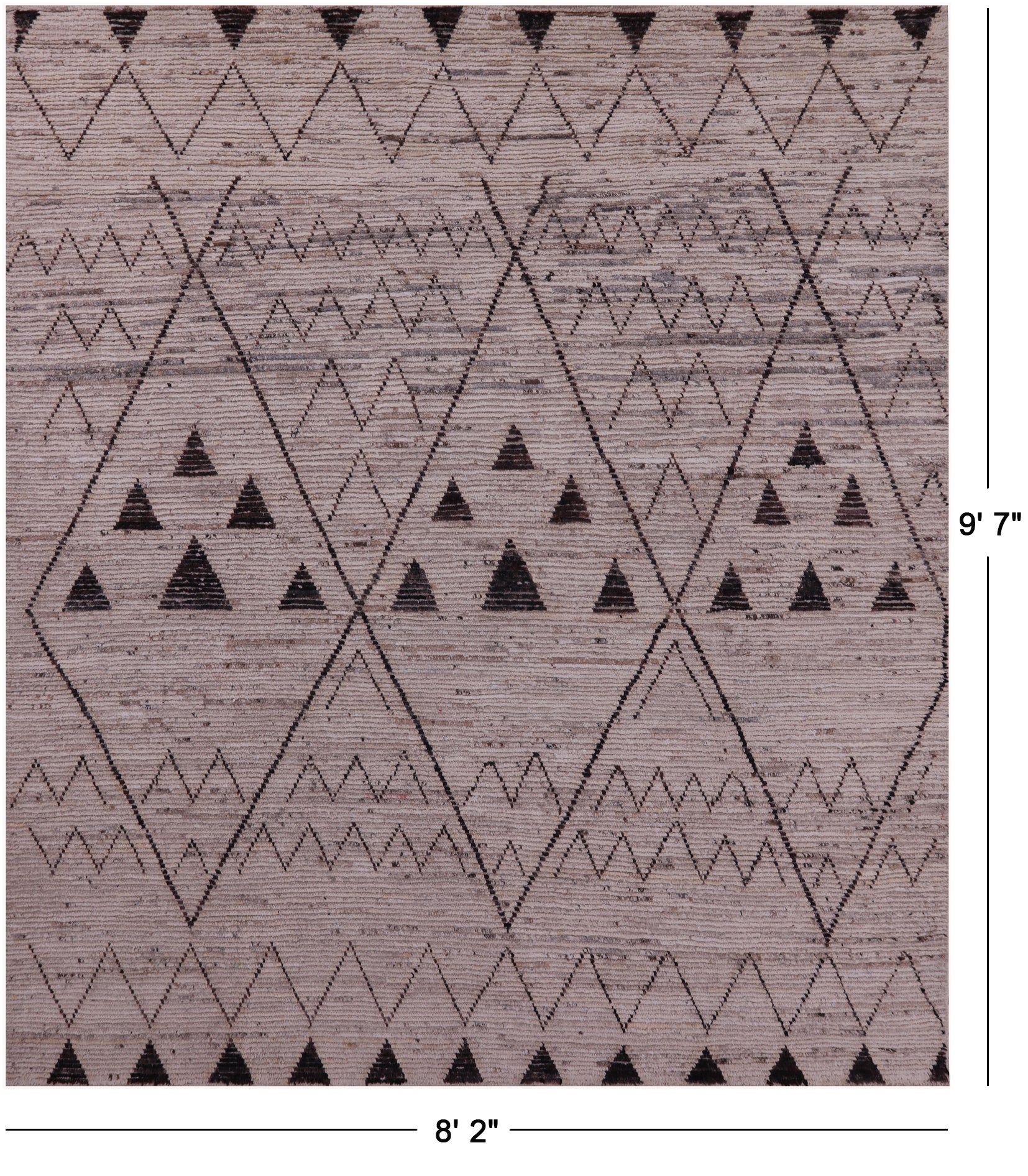Tribal Moroccan Hand Knotted Wool On Wool Rug - 8' 2" X 9' 7" - Golden Nile