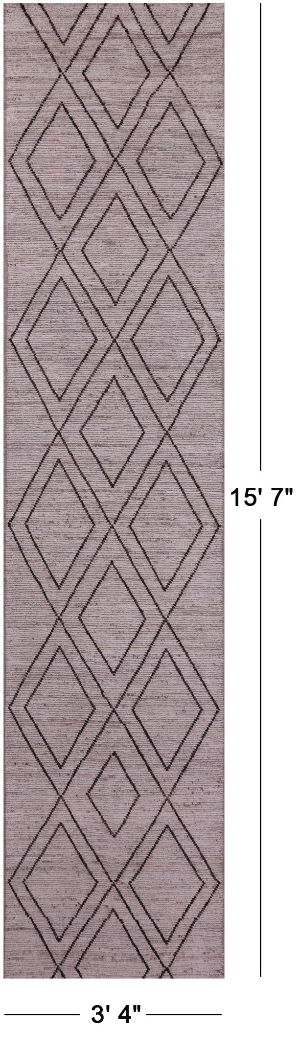 Tribal Moroccan Hand Knotted Wool On Wool Runner Rug - 3' 4" X 15' 7" - Golden Nile