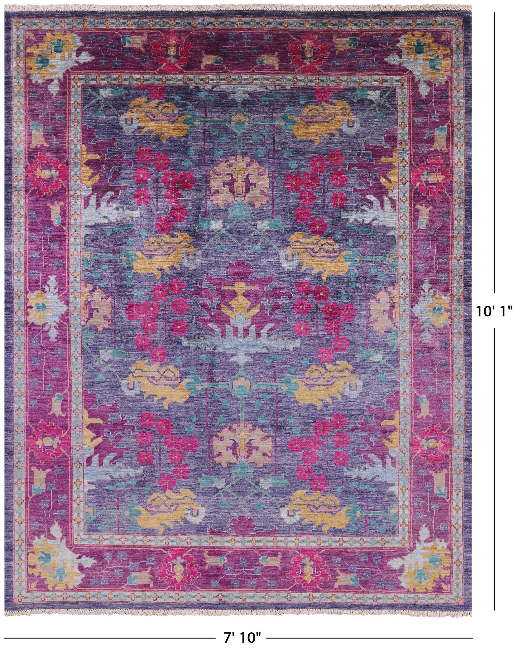 William Morris Handmade Wool Area Rug - 7' 10" X 10' 1" - Golden Nile
