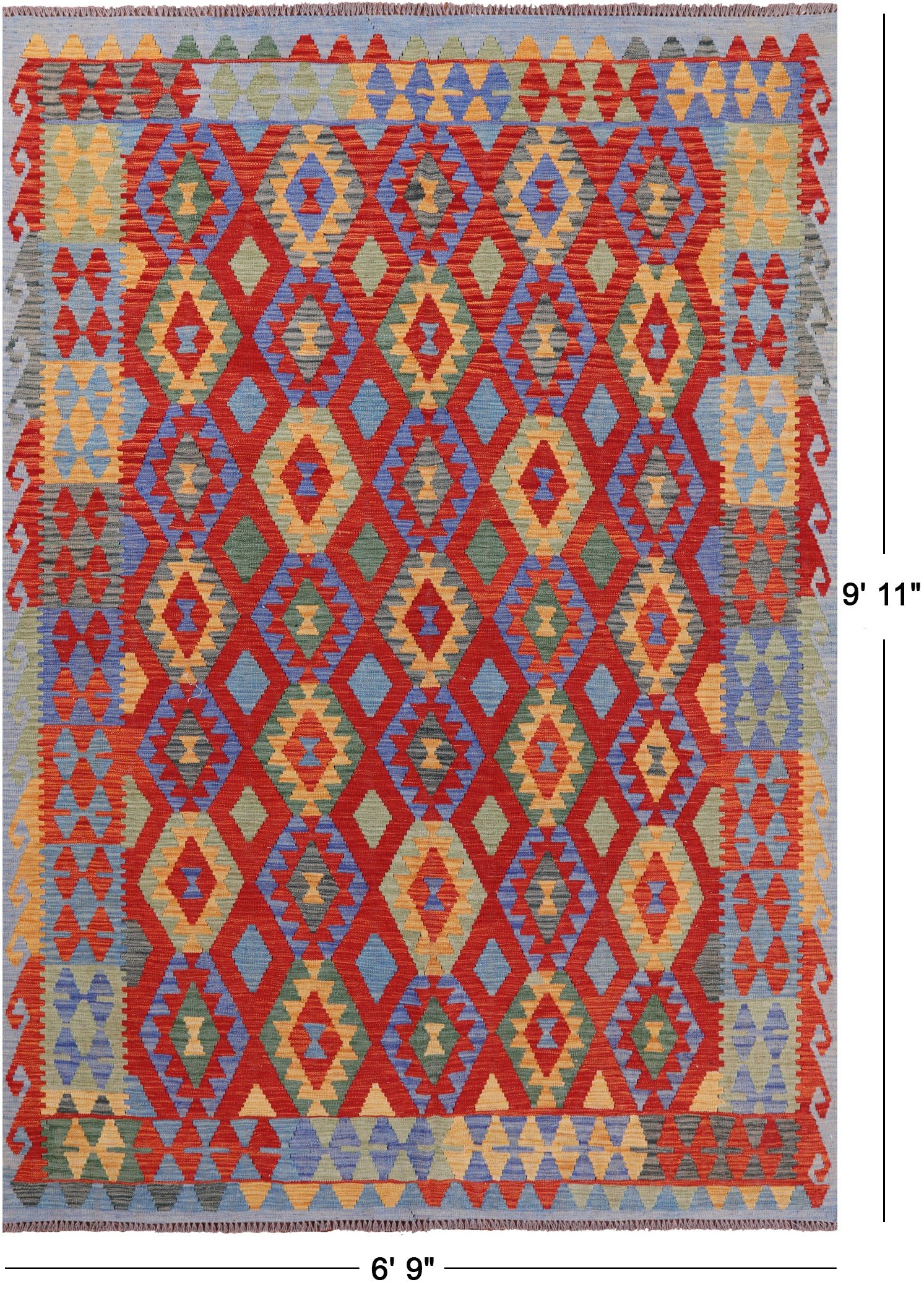 Reversible Kilim Flat Weave Wool On Wool Rug - 6' 9" X 9' 11" - Golden Nile