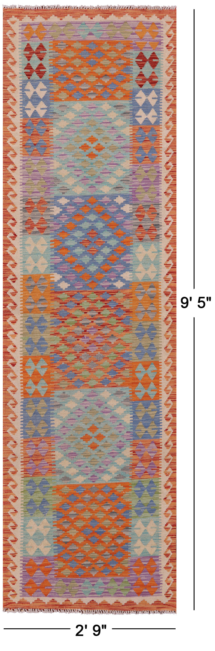 Reversible Kilim Flat Weave Wool On Wool Runner Rug - 2' 9" X 9' 5" - Golden Nile