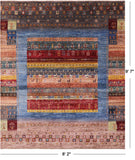 Tribal Persian Gabbeh Handmade Wool Rug - 8' 2" X 9' 7" - Golden Nile