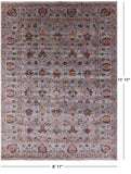 Grey Peshawar Hand Knotted Wool Rug - 8' 11" X 11' 11" - Golden Nile