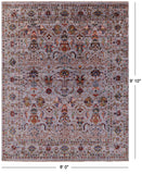 Grey Peshawar Hand Knotted Wool Rug - 8' 0" X 9' 10" - Golden Nile