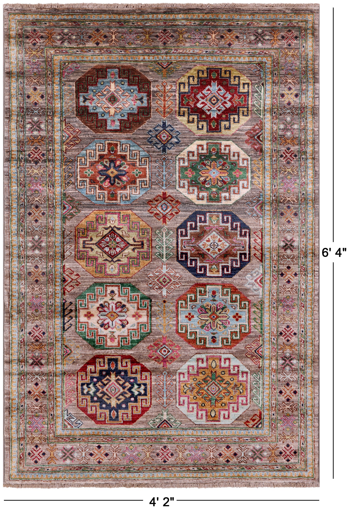 Turkmen Ersari Hand Knotted Wool Rug - 4' 2" X 6' 4" - Golden Nile