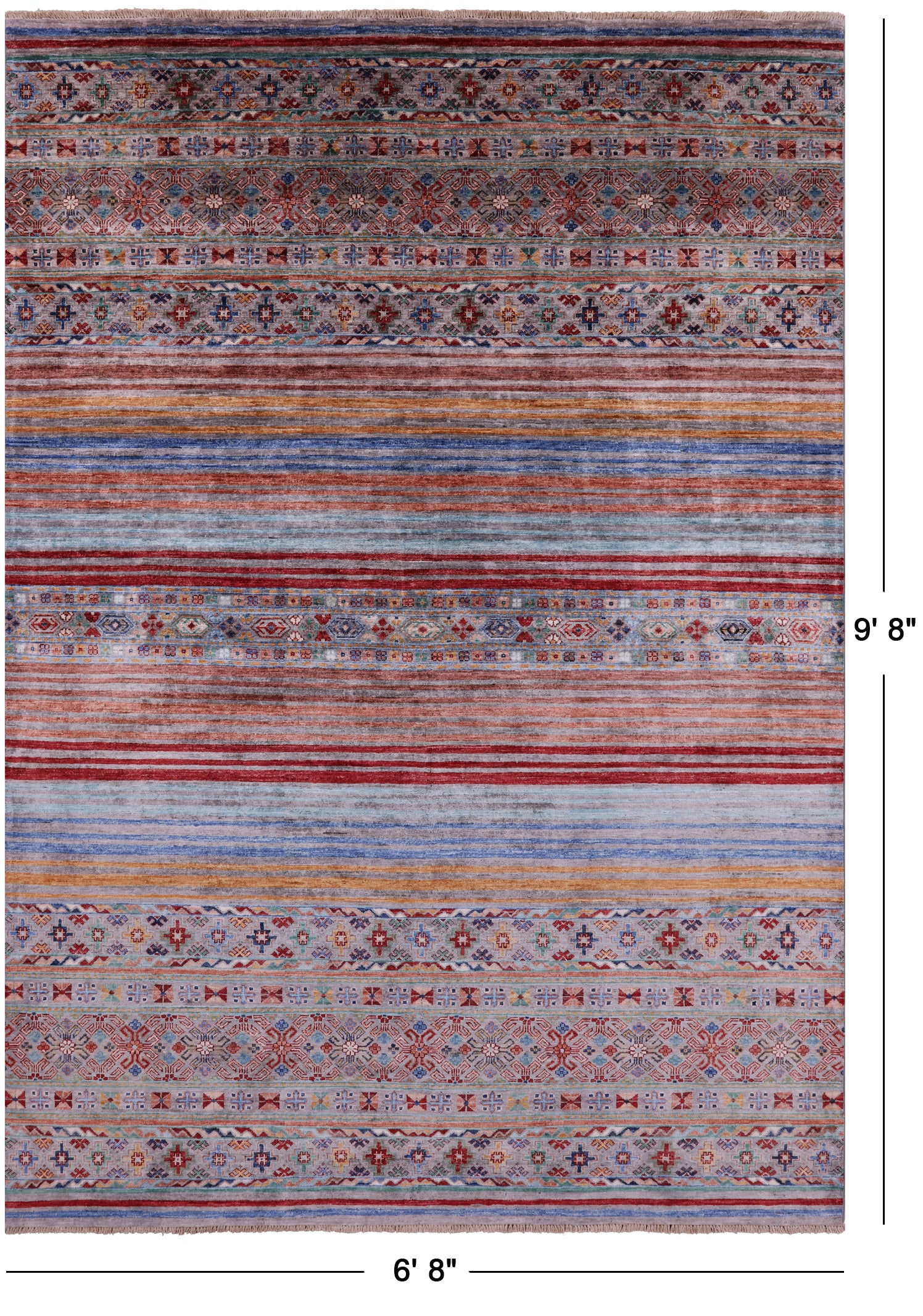 Khorjin Persian Gabbeh Handmade Wool Rug - 6' 8" X 9' 8" - Golden Nile