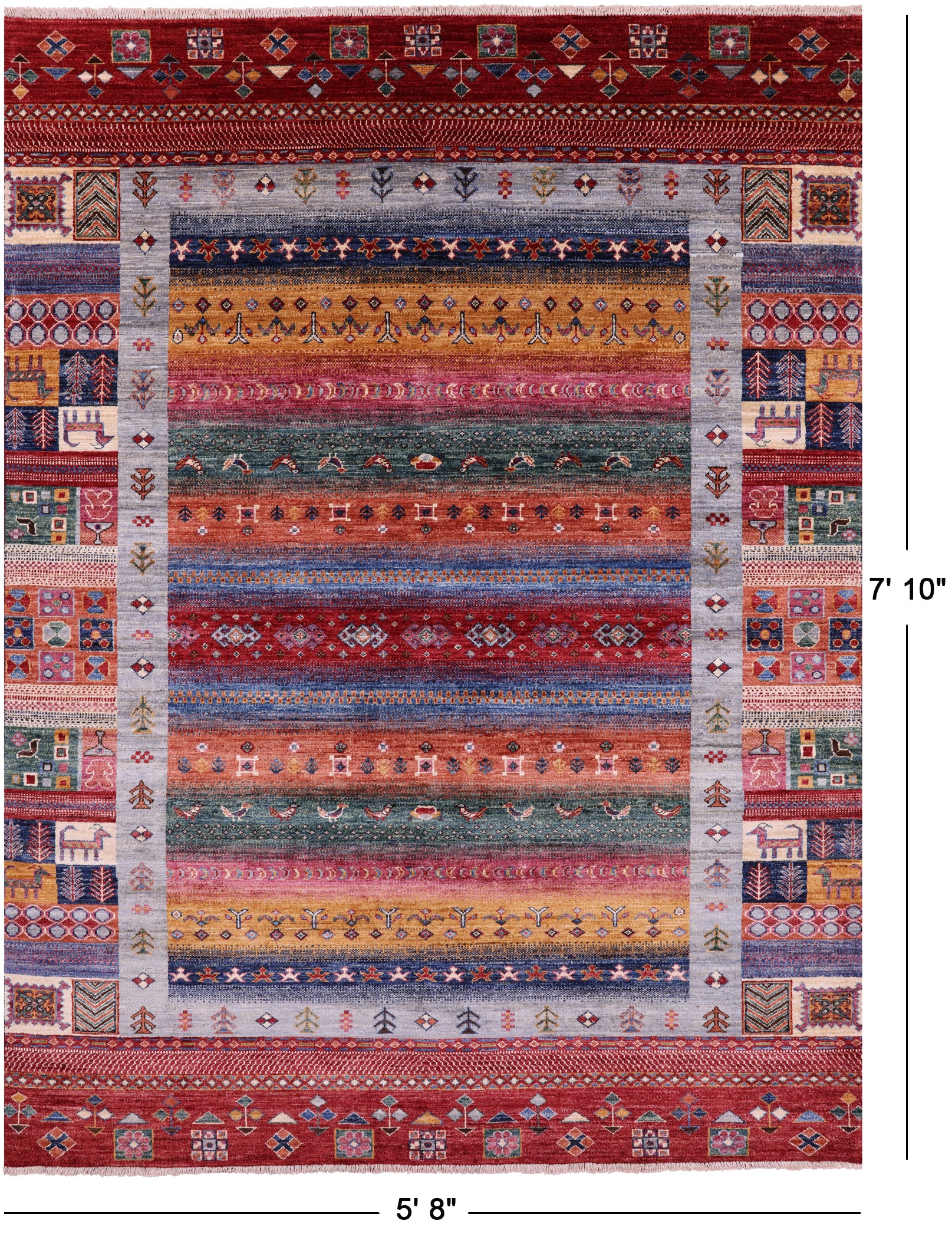Tribal Persian Gabbeh Handmade Wool Rug - 5' 8" X 7' 10" - Golden Nile