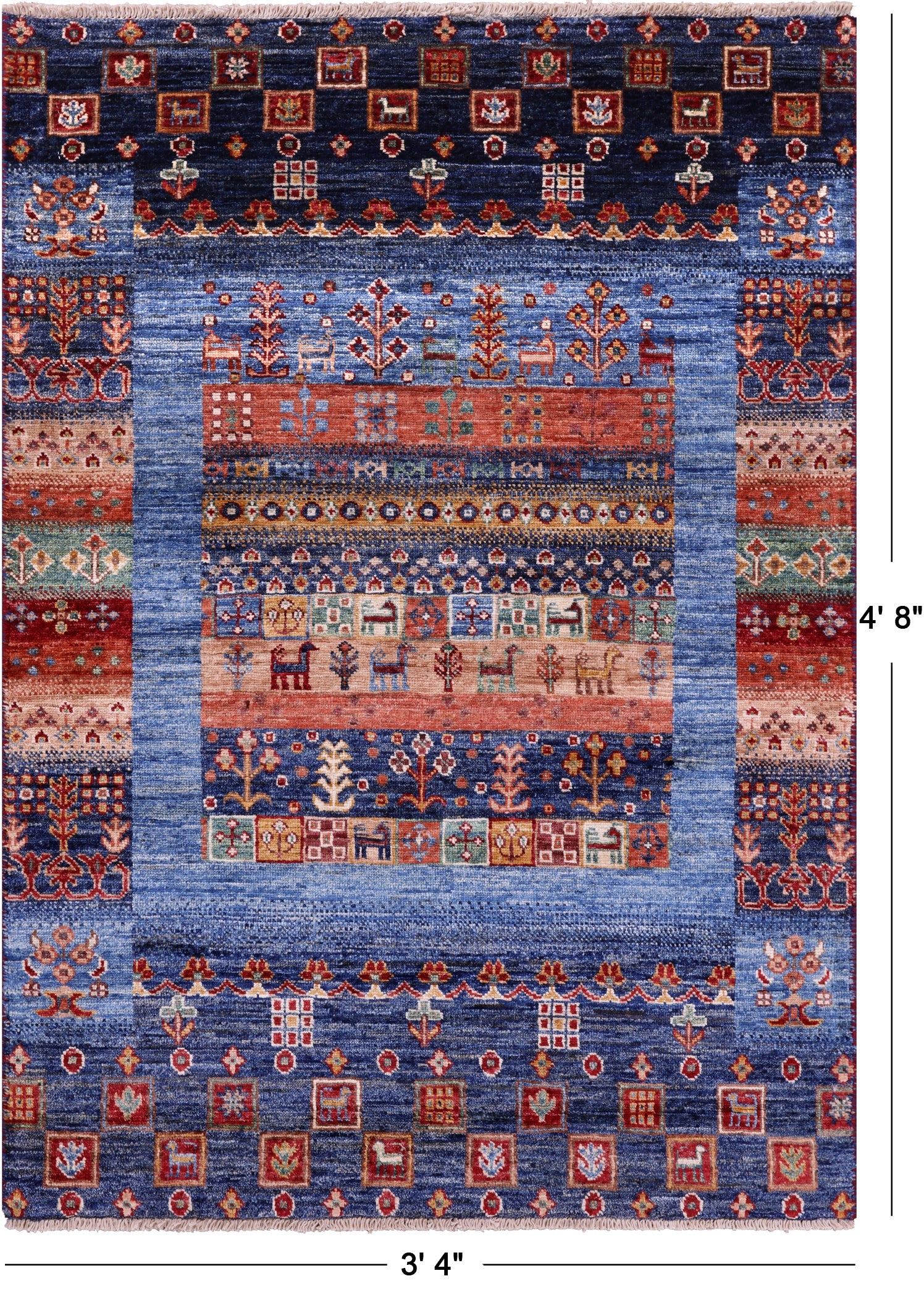 Tribal Persian Gabbeh Hand Knotted Wool Rug - 3' 4" X 4' 8" - Golden Nile