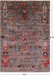 Persian Gabbeh Tribal Hand Knotted Wool Rug - 4' 9" X 6' 9" - Golden Nile