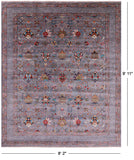 Grey Peshawar Hand Knotted Wool Rug - 8' 2" X 9' 11" - Golden Nile