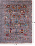 Grey Peshawar Hand Knotted Wool Rug - 5' 1" X 6' 9" - Golden Nile