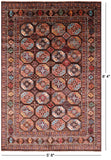 Brown Turkmen Ersari Handmade Wool Rug - 5' 8" X 8' 4" - Golden Nile