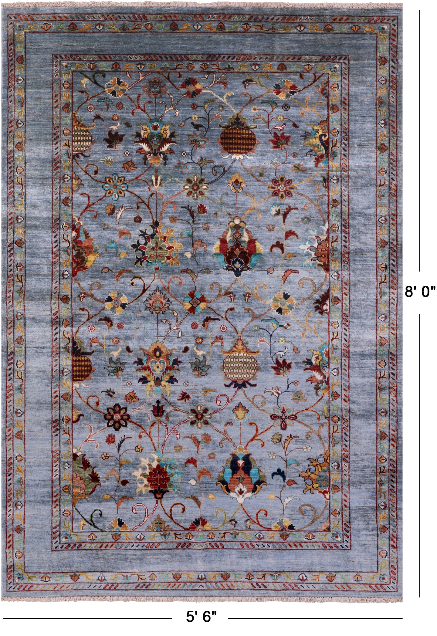 Peshawar Handmade Wool Rug - 5' 6" X 8' 0" - Golden Nile