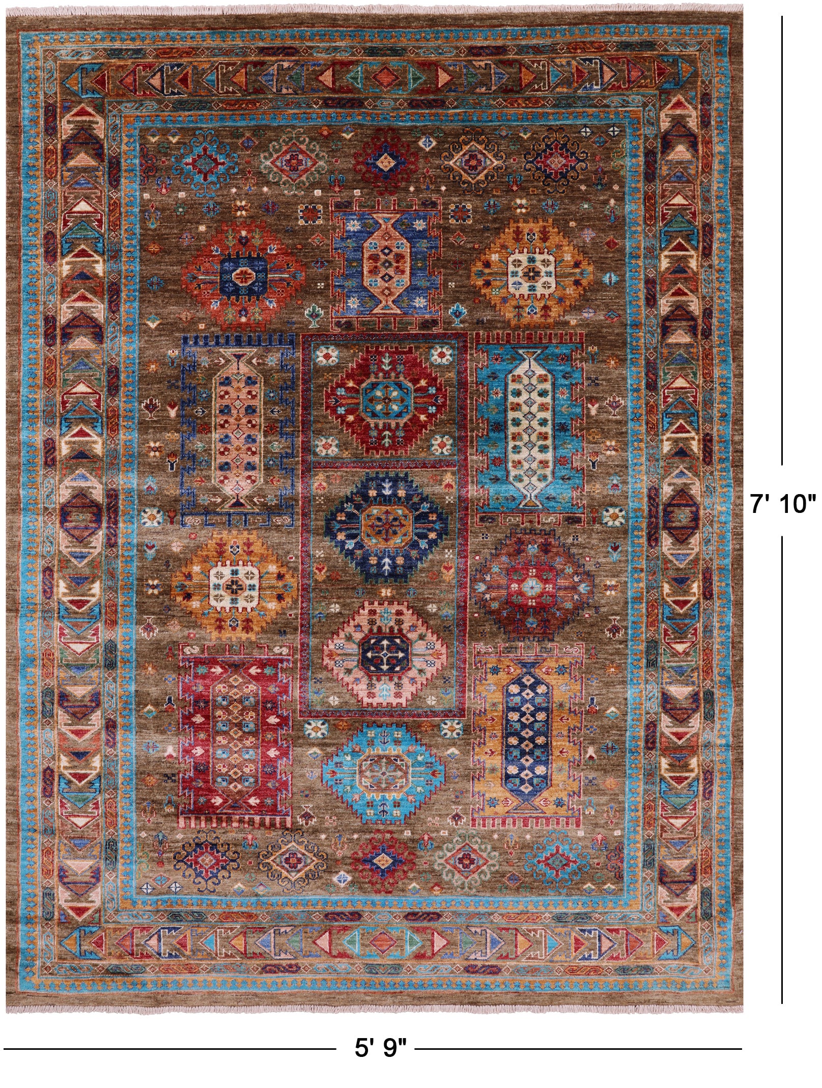 Turkmen Ersari Hand Knotted Wool Rug - 5' 9" X 7' 10" - Golden Nile