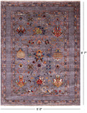 Peshawar Hand Knotted Wool Rug - 5' 0" X 6' 7" - Golden Nile