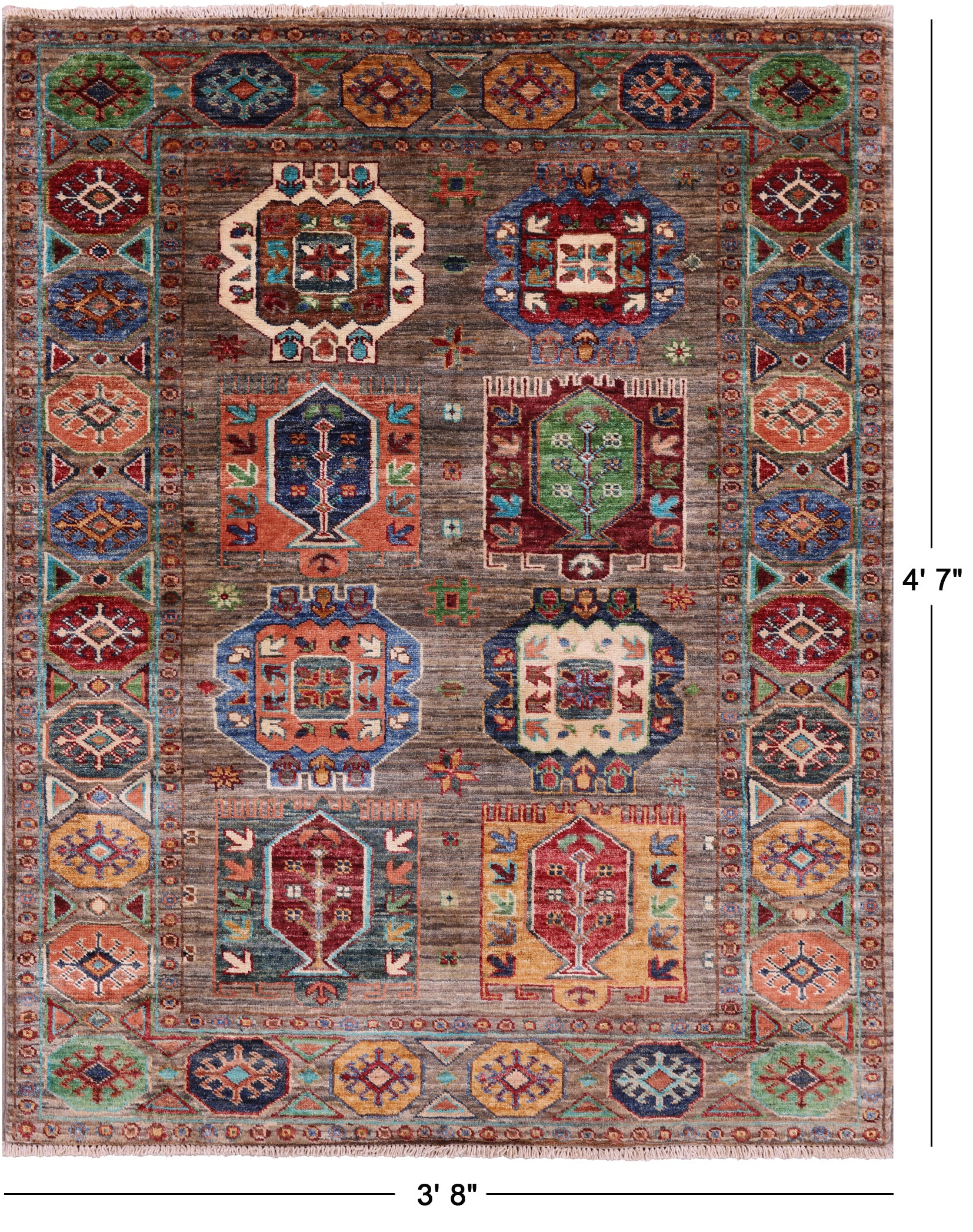 Turkmen Ersari Hand Knotted Wool Rug - 3' 8" X 4' 7" - Golden Nile