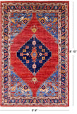 Red Persian Fine Serapi Hand Knotted Wool Rug - 5' 9" X 8' 10" - Golden Nile