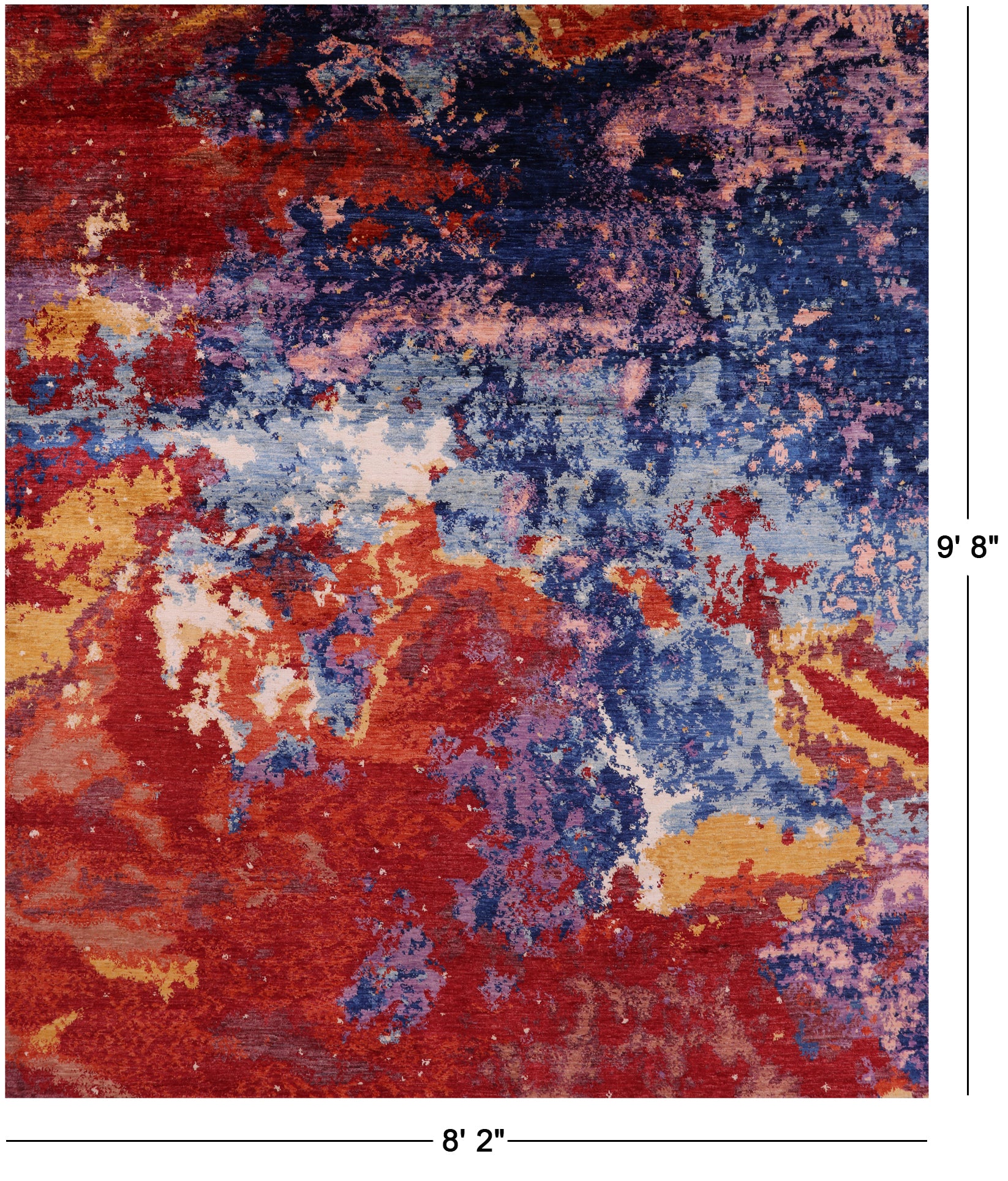 Abstract Contemporary Hand Knotted Wool Rug - 8' 2" X 9' 8" - Golden Nile