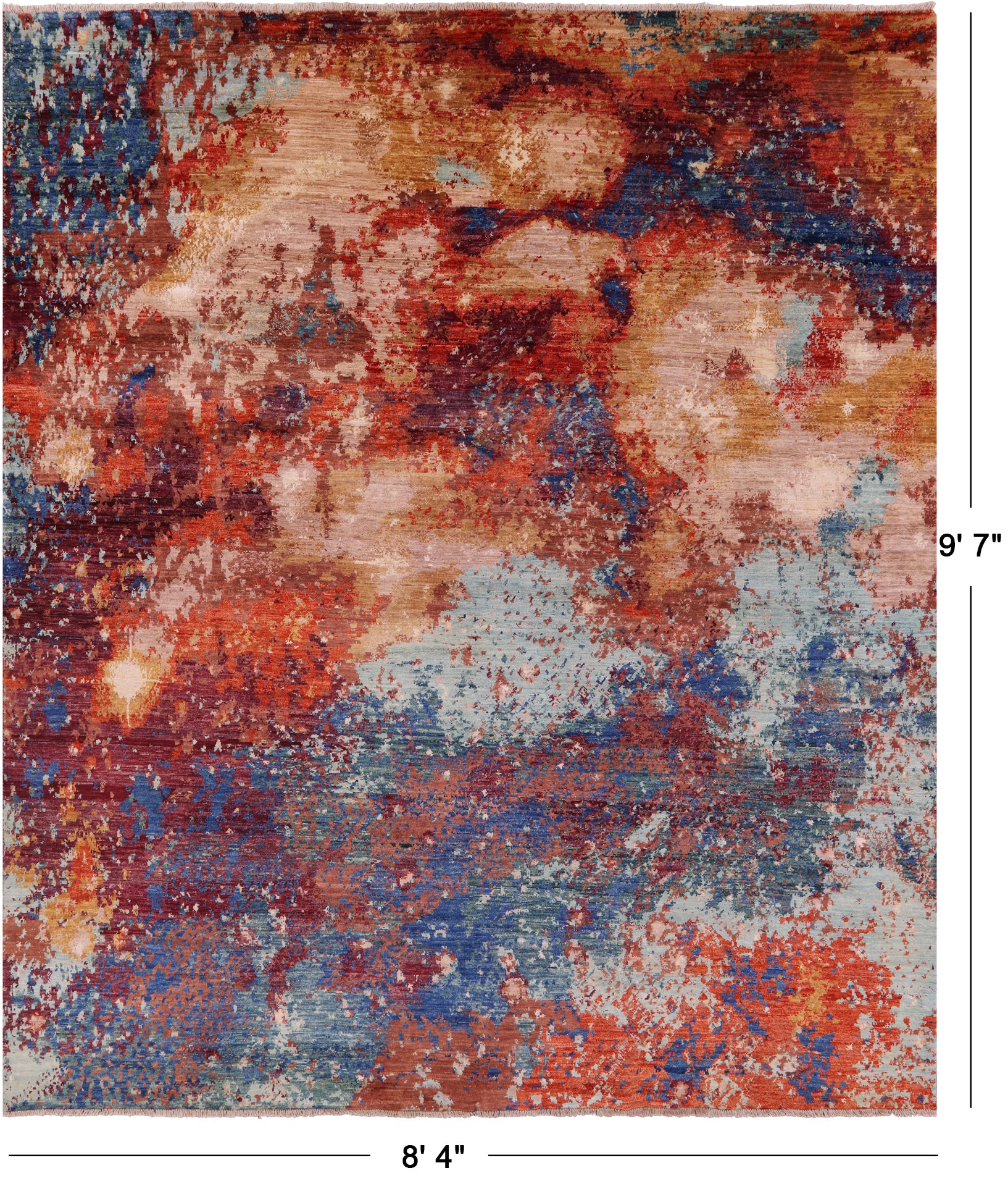 Abstract Contemporary Hand Knotted Wool Rug - 8' 4" X 9' 7" - Golden Nile