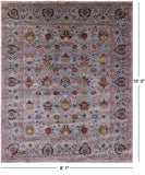 Grey Peshawar Hand Knotted Wool Rug - 8' 1" X 10' 0" - Golden Nile