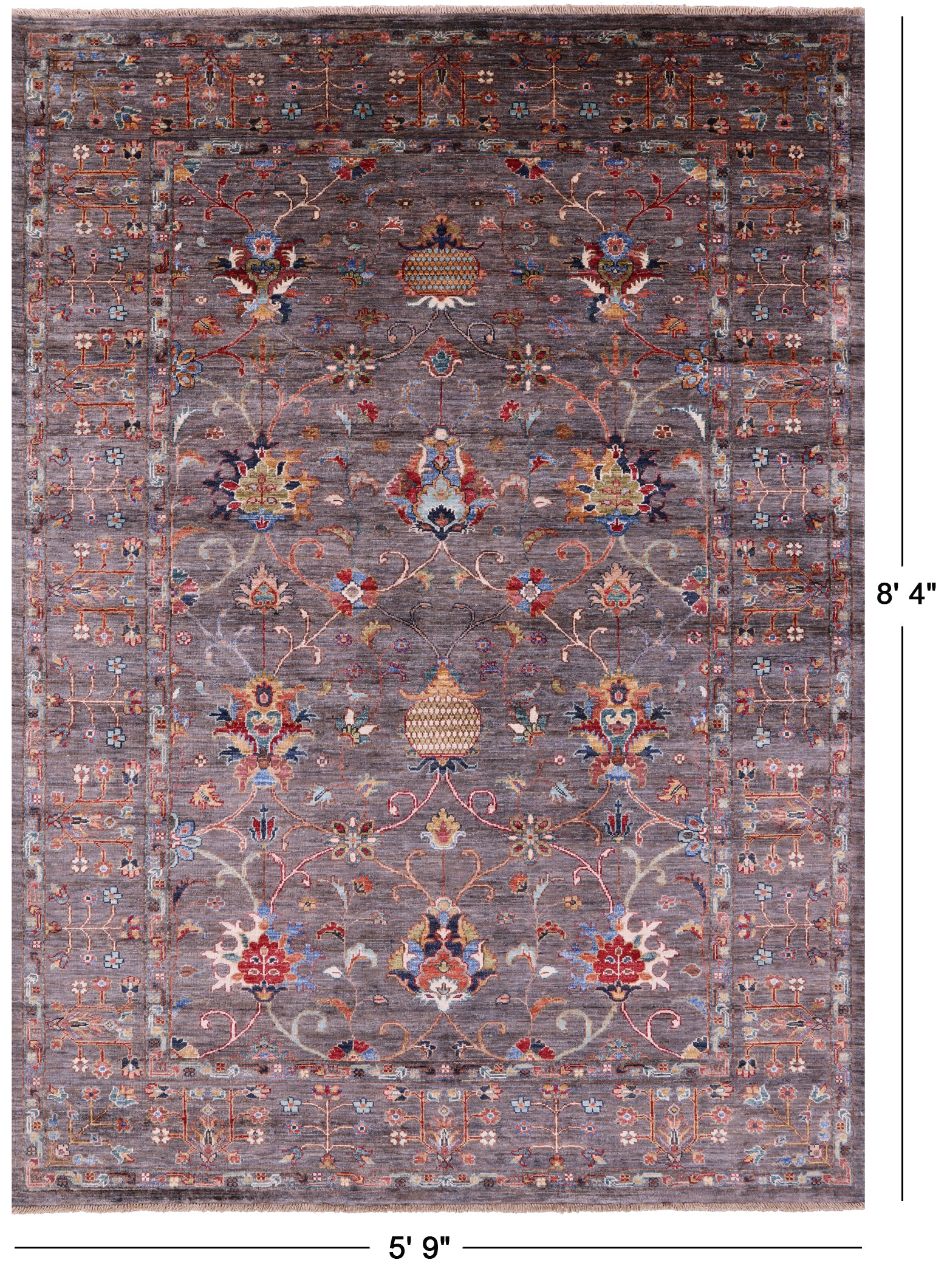 Peshawar Hand Knotted Wool Rug - 5' 9" X 8' 4" - Golden Nile