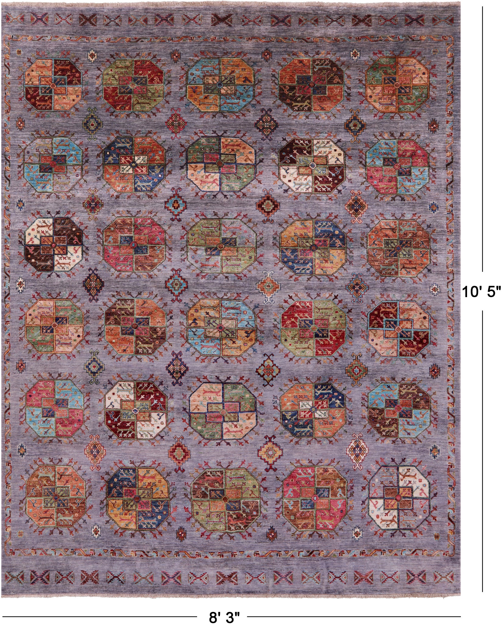 Turkmen Ersari Hand Knotted Wool Rug - 8' 3" X 10' 5" - Golden Nile