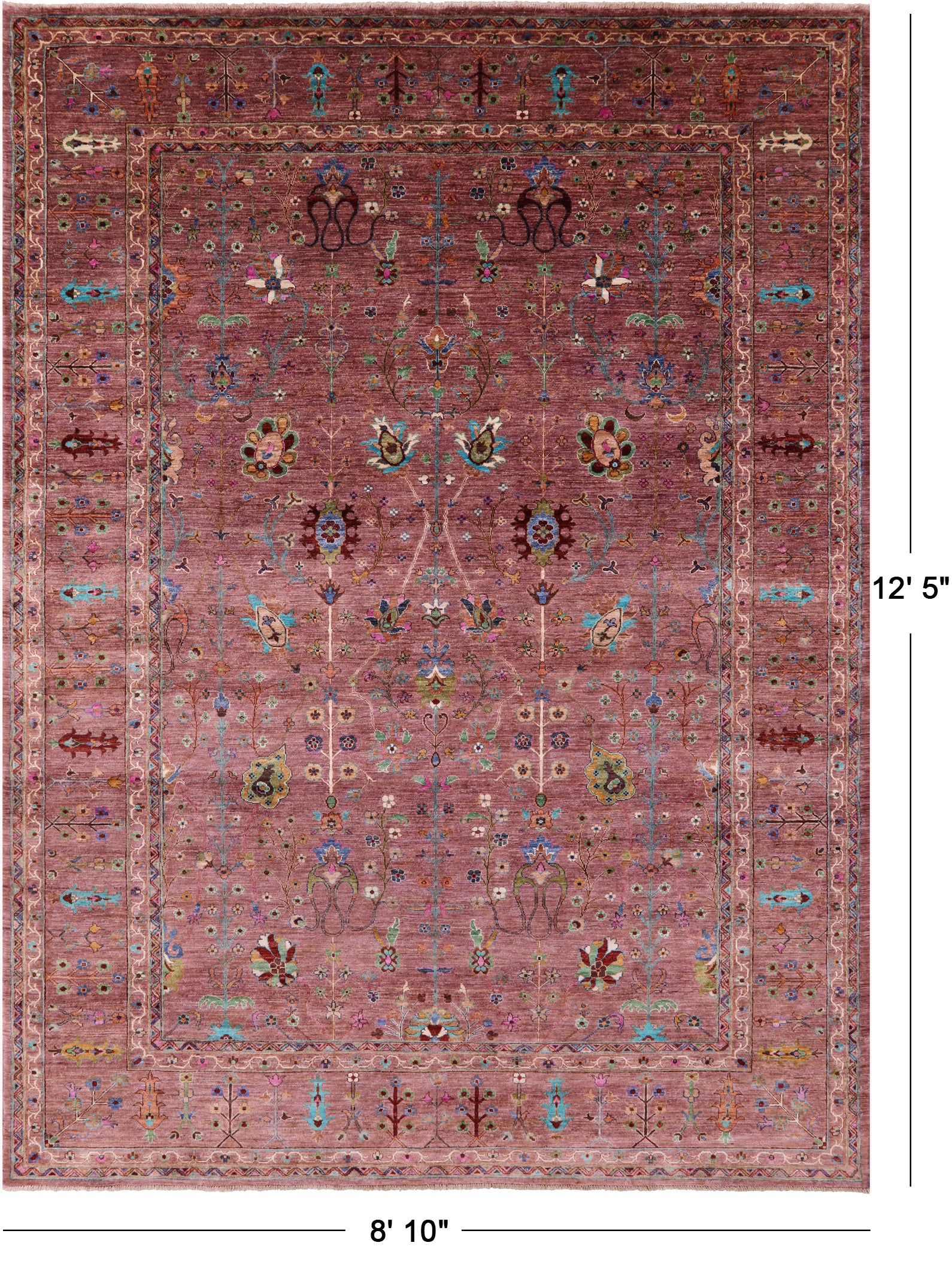 Peshawar Hand Knotted Wool Rug - 8' 10" X 12' 5" - Golden Nile