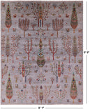 Grey Persian Gabbeh Tribal Hand Knotted Wool Rug - 8' 1" X 9' 9" - Golden Nile