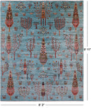 Blue Tribal Persian Gabbeh Hand Knotted Wool Rug - 8' 3" X 9' 11" - Golden Nile