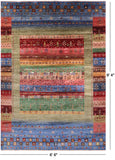 Tribal Persian Gabbeh Hand Knotted Wool Rug - 6' 6" X 9' 4" - Golden Nile