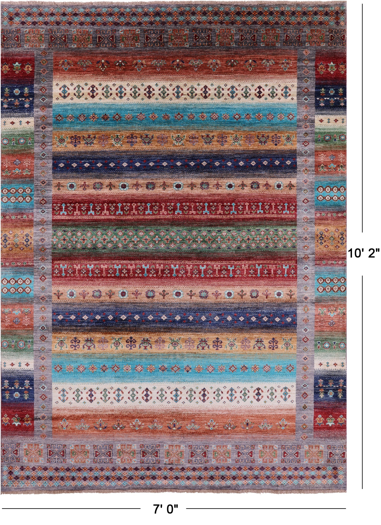 Tribal Persian Gabbeh Hand Knotted Wool Rug - 7' 0" X 10' 2" - Golden Nile