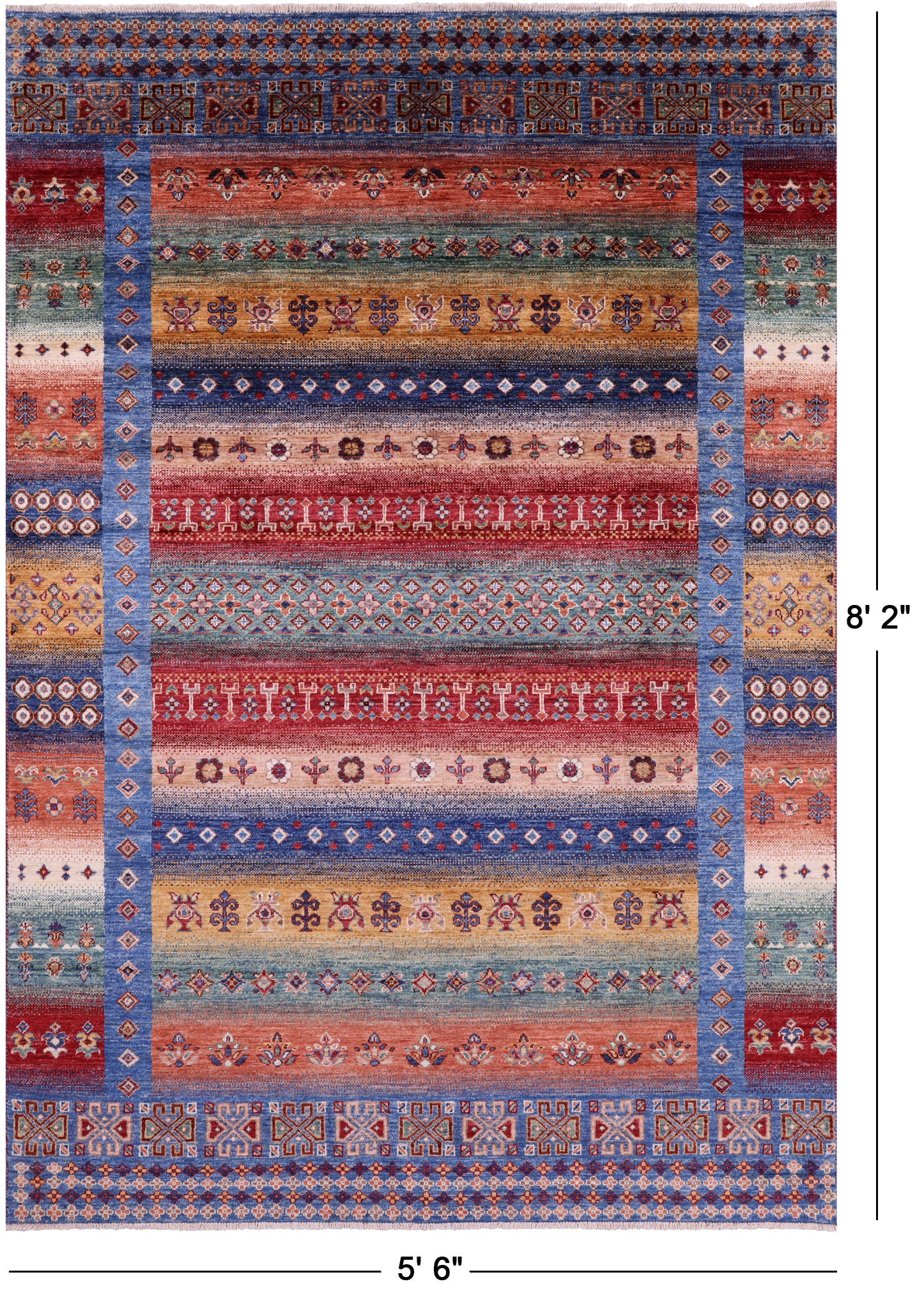 Tribal Persian Gabbeh Hand Knotted Wool Rug - 5' 6" X 8' 2" - Golden Nile