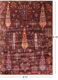 Brown Tribal Persian Gabbeh Hand Knotted Wool Rug - 6' 11" X 9' 10" - Golden Nile