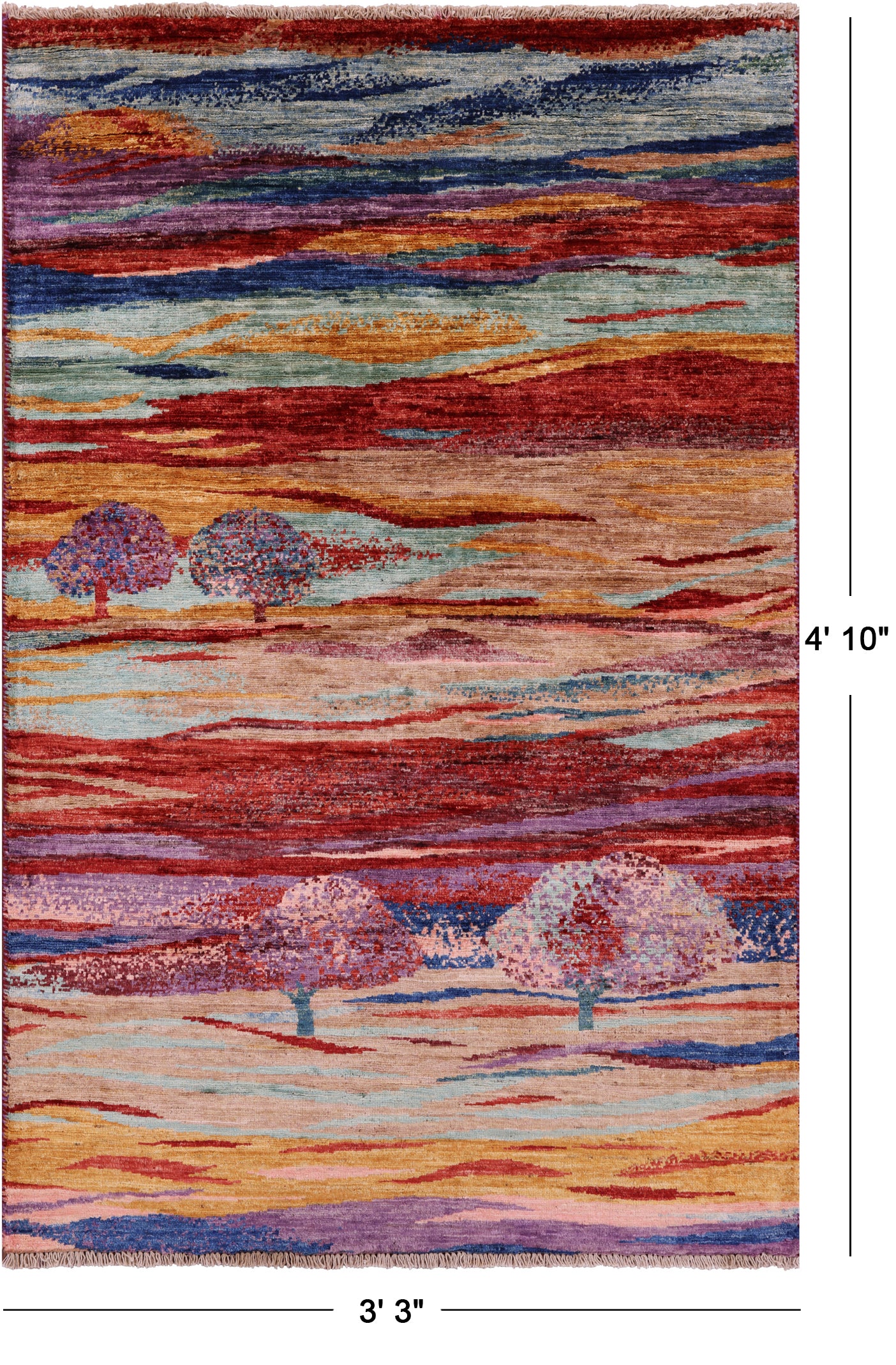 Tribal Persian Gabbeh Handmade Wool Rug - 3' 3" X 4' 10" - Golden Nile